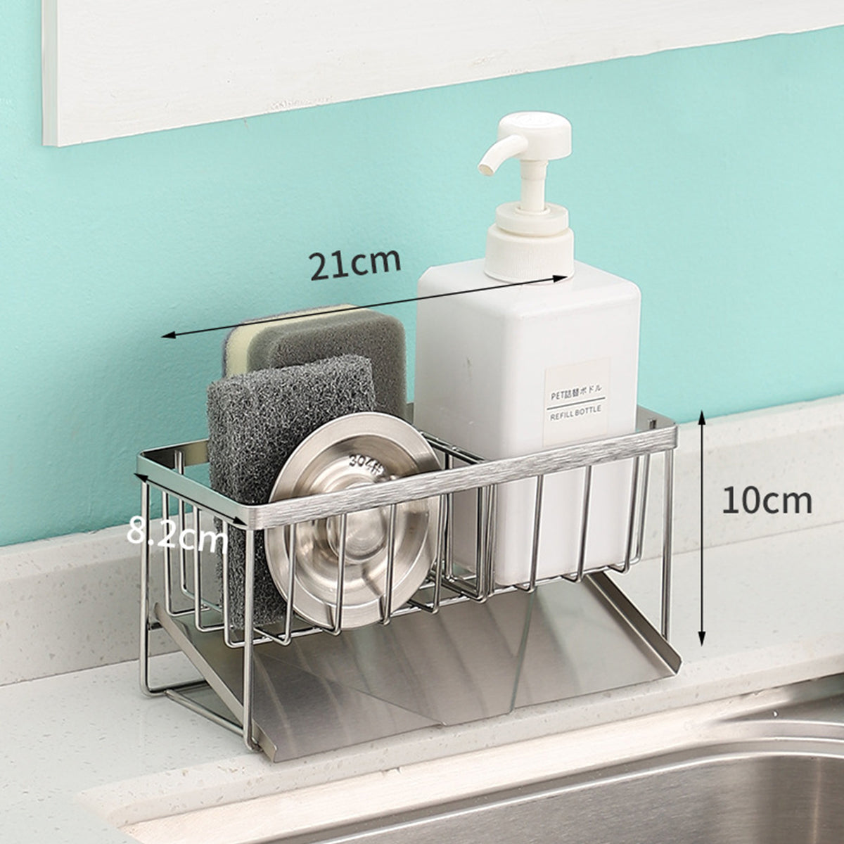 Dropfilterstore 304 Stainless Steel Sink Caddy with Soap Dispenser
