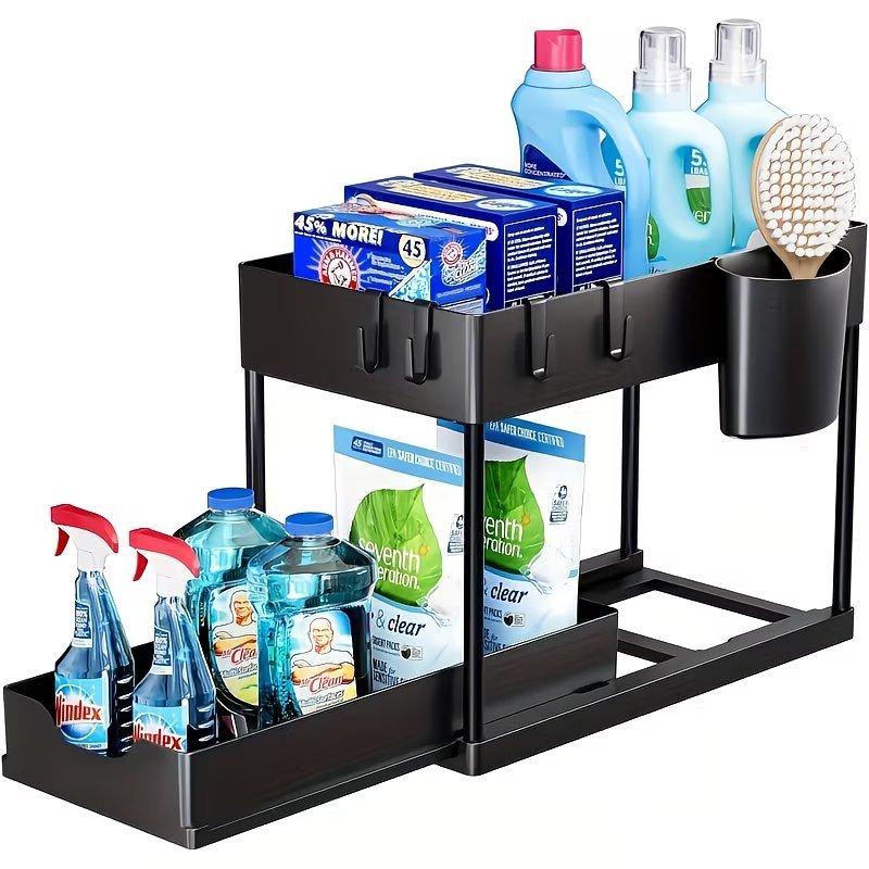 Dropfilterstore 2-Tier Under Sink Organizer 1-Pack Sliding Tray