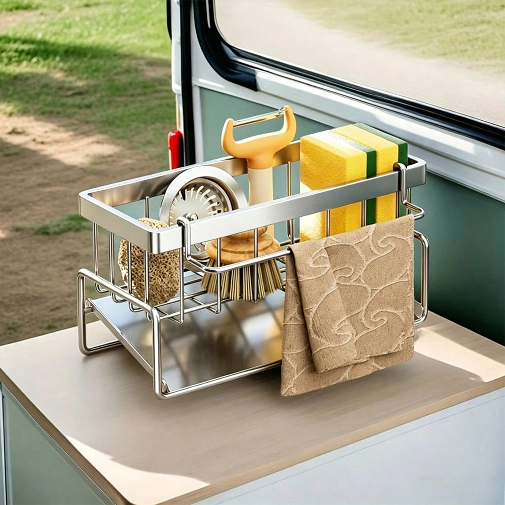 Dropfilterstore Stainless Steel Sponge Holder with Sloped Drain Design
