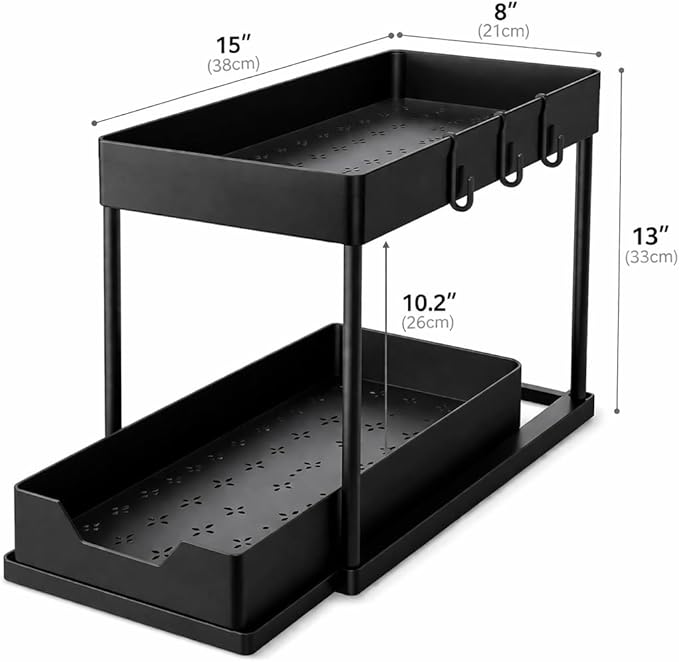Dropfilterstore 2-Tier Under Sink Organizer 1-Pack Sliding Tray
