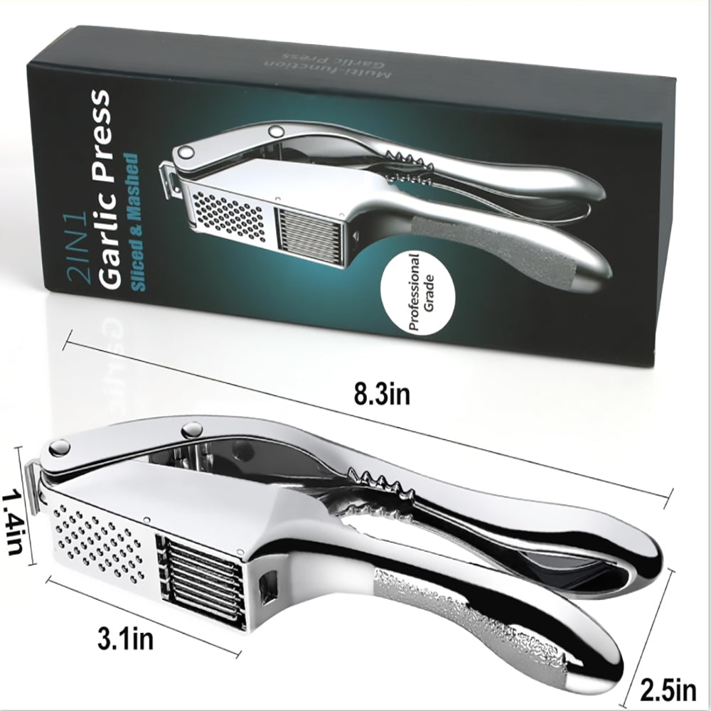 Dropfilterstore 2-in-1 Stainless Steel Garlic Press & Slicer