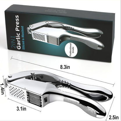 Dropfilterstore 2-in-1 Stainless Steel Garlic Press & Slicer