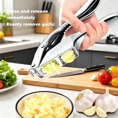 Dropfilterstore 2-in-1 Stainless Steel Garlic Press & Slicer