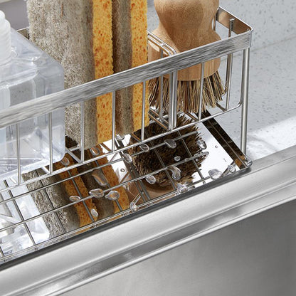Dropfilterstore 304 Stainless Steel Sink Caddy with Soap Dispenser