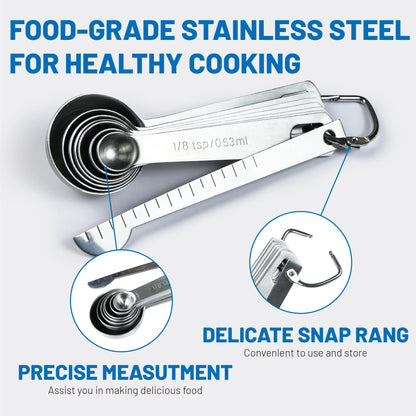 Dropfilterstore 8-Piece Stainless Steel Measuring Spoons, Engraved